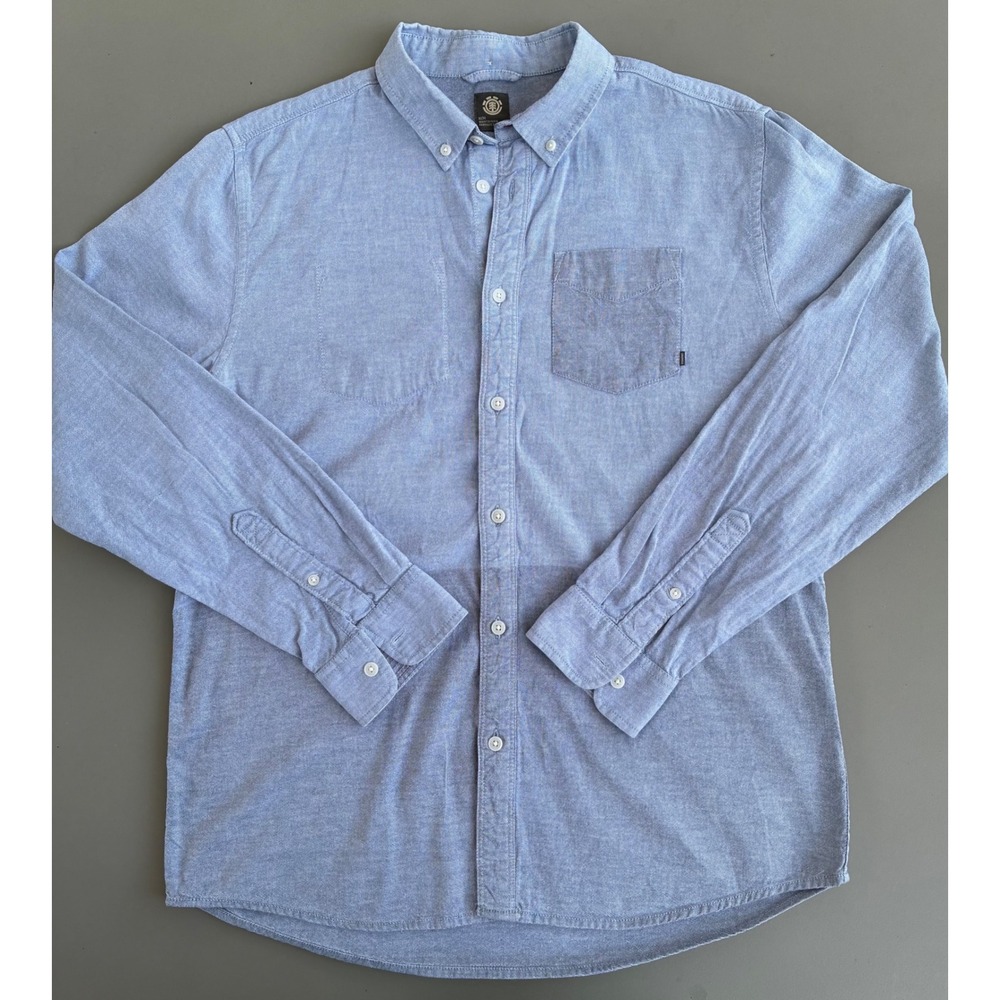 Element Mens Blue 100% Cotton Colorblock Oxford Button Down Shirt Medium